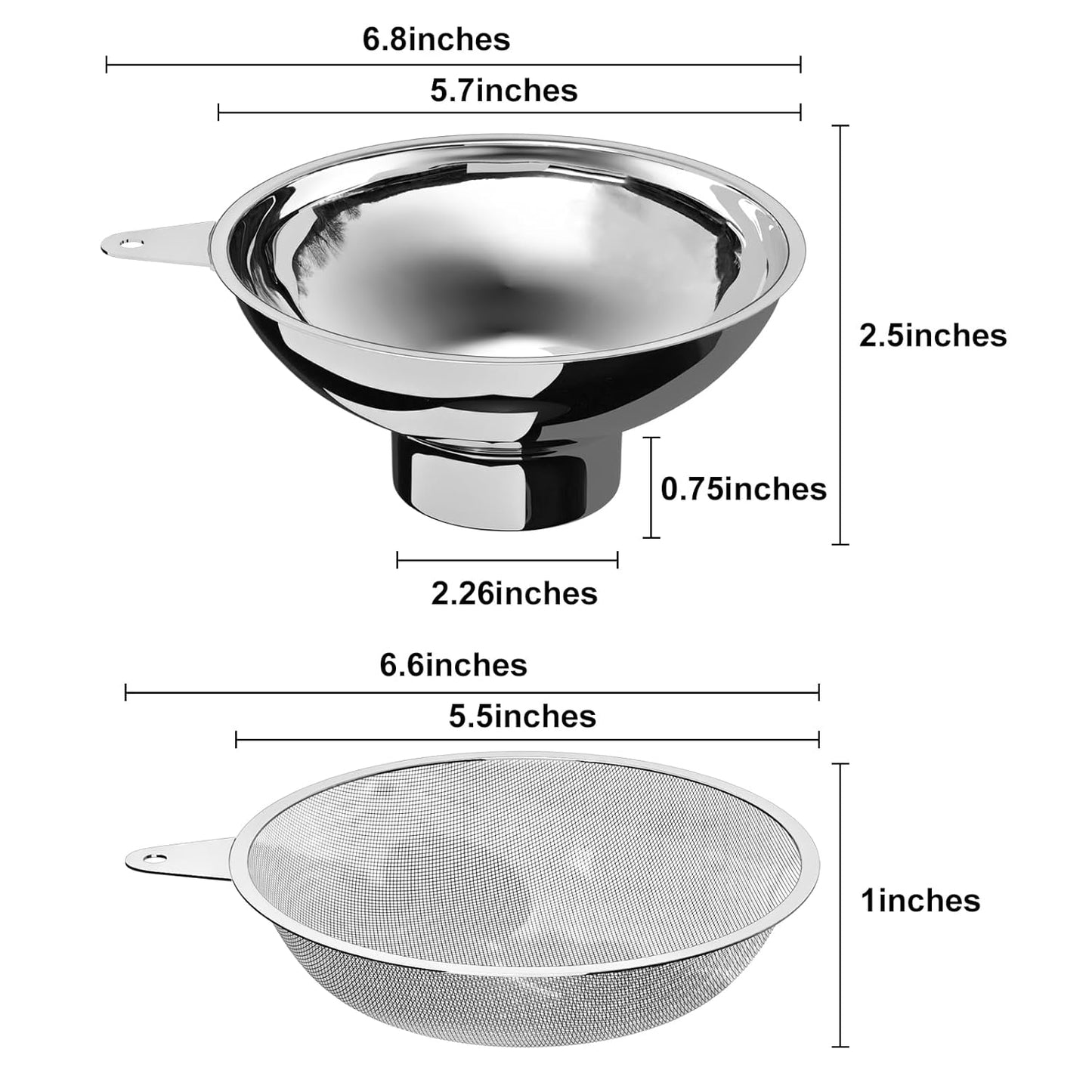 Canning Funnel with Stainless Steel Filter for Regular Mouth Mason Jars - Stainless Steel Funnel for Kitchen Filling, Canning Funnel (for use with Regular Mouth Mason Jars)
