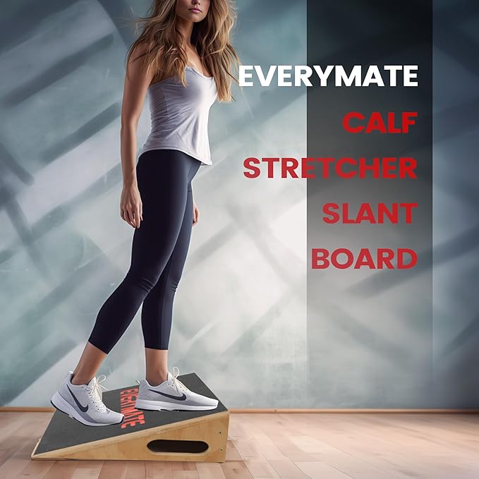 Slant Board Calf Stretcher, Non-Slip Heel Elevated Squat Wedge Block for Weightlifting and Calf Stretching