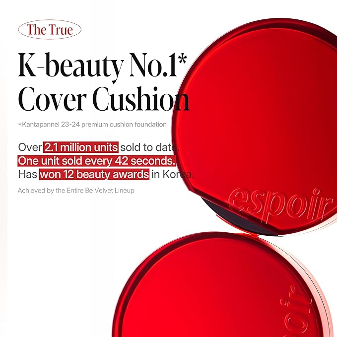 espoir [NEW] Be Velvet Cushion Foundation | Quick and Easy Coverage with Long-lasting Color by Zero Oxidation (#21 Ivory, 0.46 Ounce (Pack of 1))