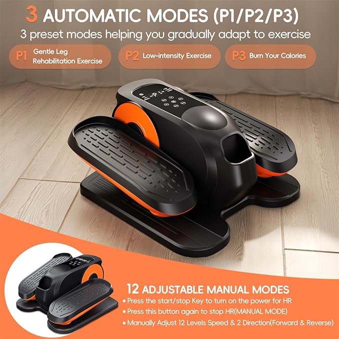 Under Desk Elliptical Machine, Morelax Ellipse Leg Exerciser for Seniors Fully Assembled, Quiet & Portable Electric Seated Pedal Exerciser with Remote Control & 12 Adjustable Speeds