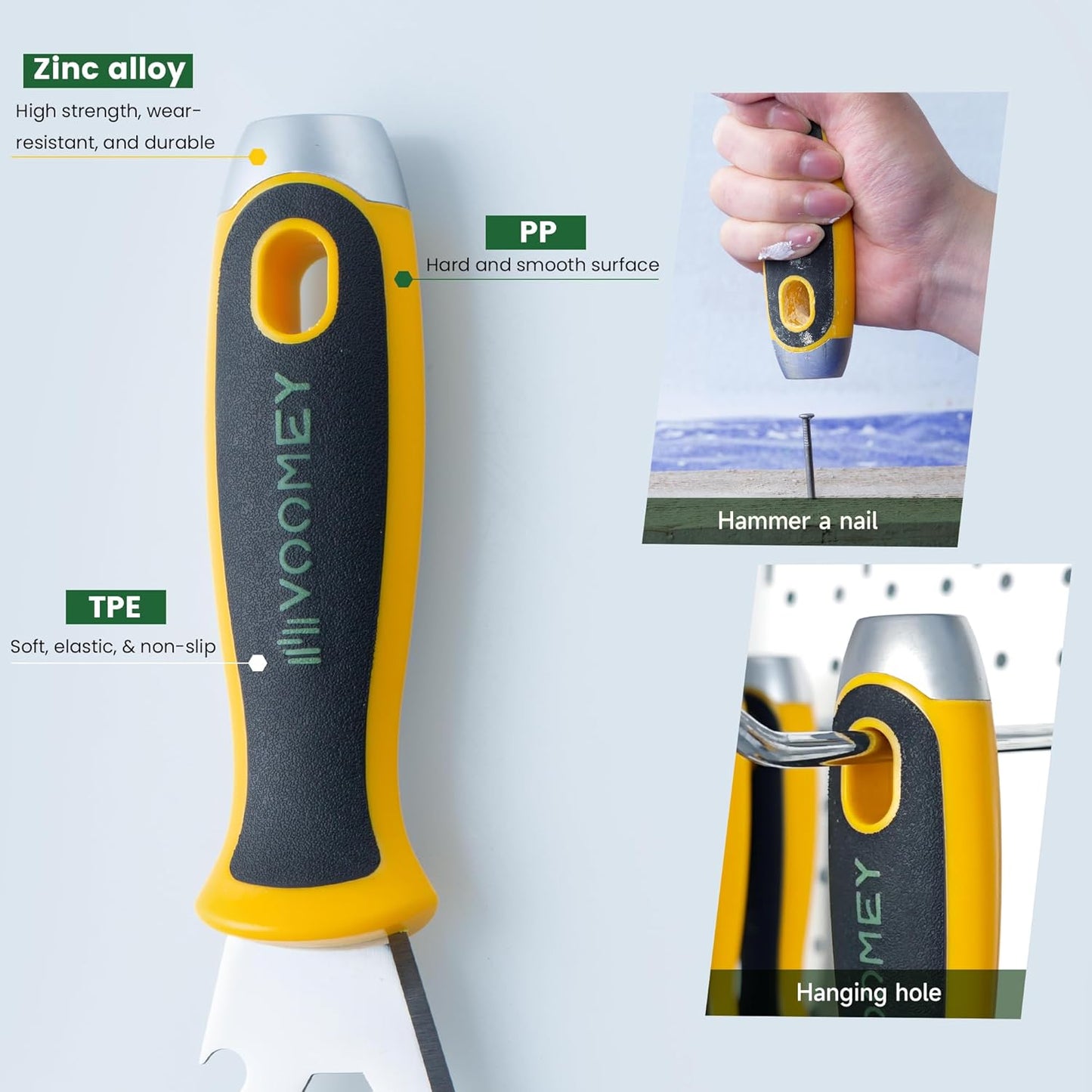 Voomey 12-In-1 Putty knife, Paint Scraper Tool, Stainless Steel Paint Scraper, 2 packs, Metal Scraper for Cleaning Paint Rollers, Hammers, Removing Wall Cracks