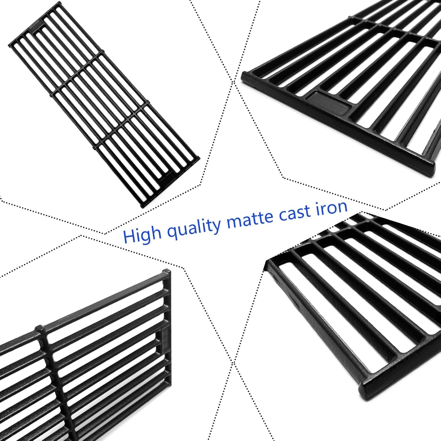 19-3/4" Cast Iron 4 Cooking Grates Replacement for Chargriller 2121, 2123, 2222, 2828, 3001, 3008, 3030, 3072, 3232, 3725, 4000, 4001, 4008, 4208, 5050, 5072, 5252, 9020 King Griller 3008, 5252 Grill