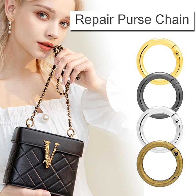 12 Pack Assorted Metal Round Carabiner Clip, 3/4 Inch Trigger Spring O Rings, Spring Snap Clip Hooks for Replacement Purse Strap Ring, Paracord Lanyard Clips, Keychain Rings Hardware DIY Crafts Making