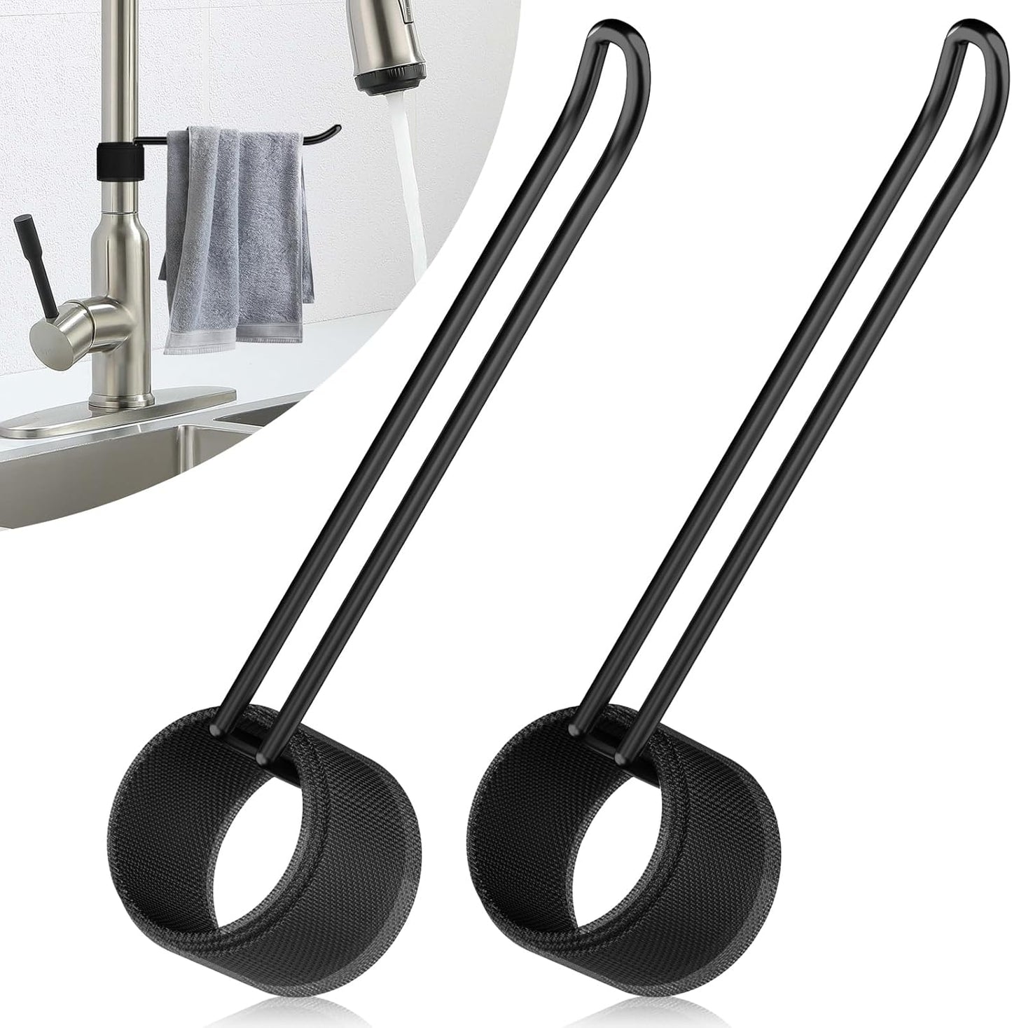 Stylish and Functional Dish Towel Holder - Keep Your Kitchen Rags and Dishcloths Neat and Within Reach with This Sink Dish Cloth Holder and Storage Rack! (2, Black)