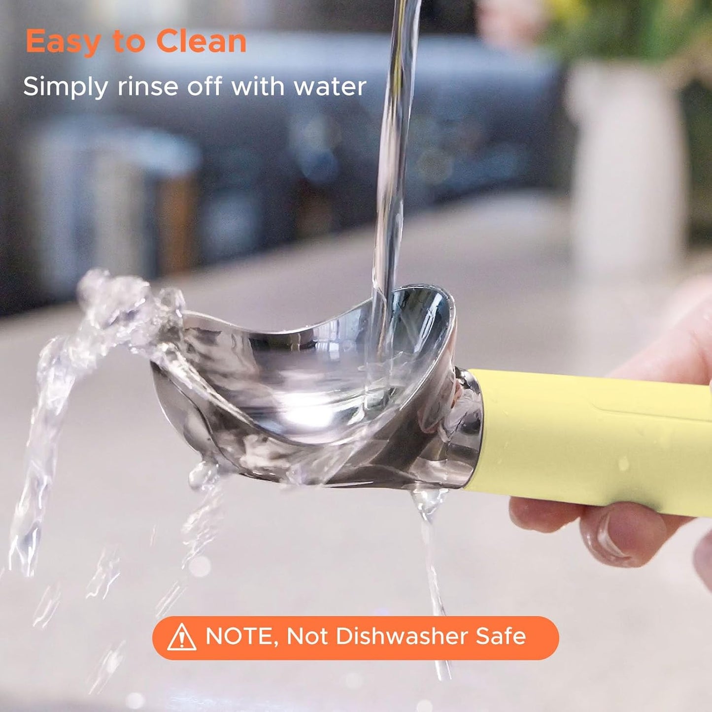 NEWEST Heated Ice Cream Scoop, Rechargeable Electric Warming Scooper with LED Display, Heats to 158°F for Hard Ice Cream, IP67 Waterproof, Easy for Seniors & Kids (Yellow)