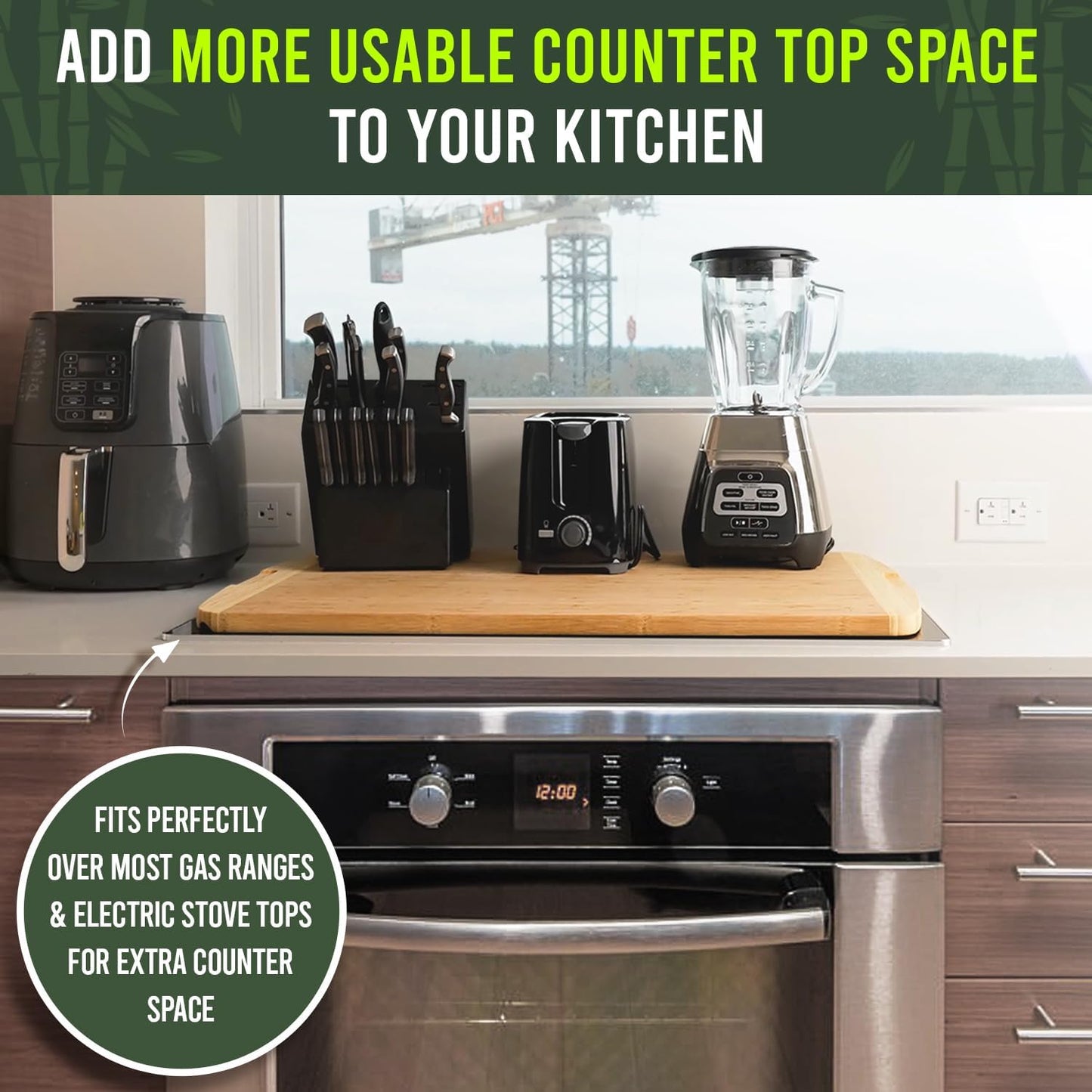 FSC® Certified 36 x 24 Inch Extra Large Bamboo Cutting Board with Lifetime Replacements – 4XL Butcher Block, Oversized Carving & Charcuterie Board, Stovetop Cover for Kitchen Counter Space