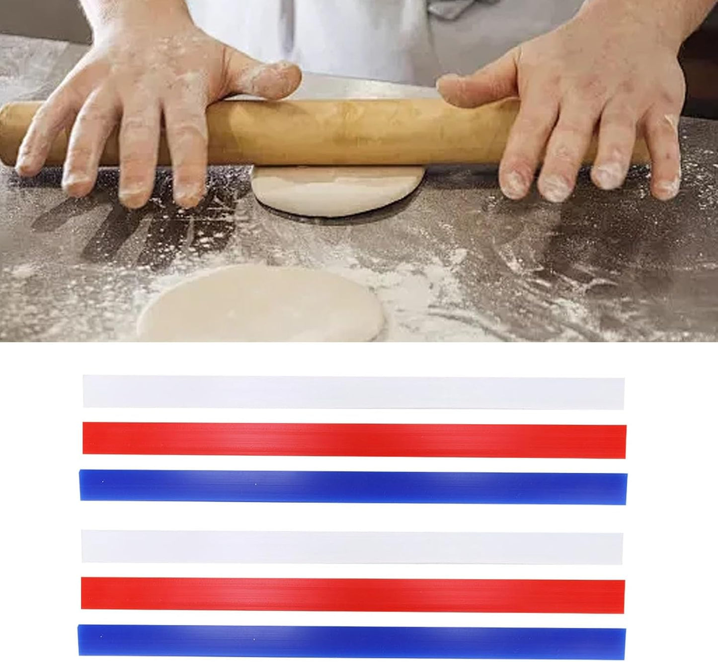 6PCS Silicone Rolling Pin Guides, 2/4/6 mm Guide Sticks Baking, Professional Silicone Ruler Guide, for Pastry Cookies Baking Kitchen Restaurant