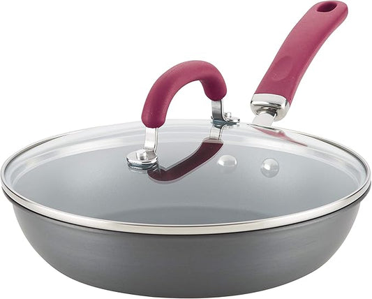 Rachael Ray Create Delicious Deep Hard Anodized Nonstick Frying Pan / Fry Pan / Hard Anodized Skillet - 10.25 Inch, Gray