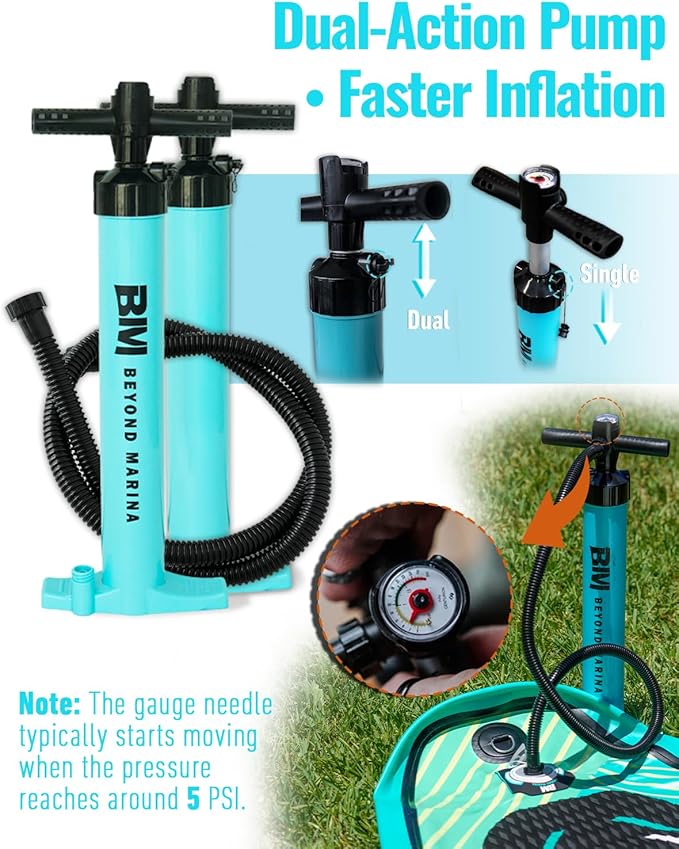 BM Paddle Board Inflatable Stand Up Paddle Board, SUP Paddleboard for Adult, Premium Accessories | Non-Slip EVA Deck & Foam Handles, Camera Mount, Double Action Pump, 85L Travel Backpack