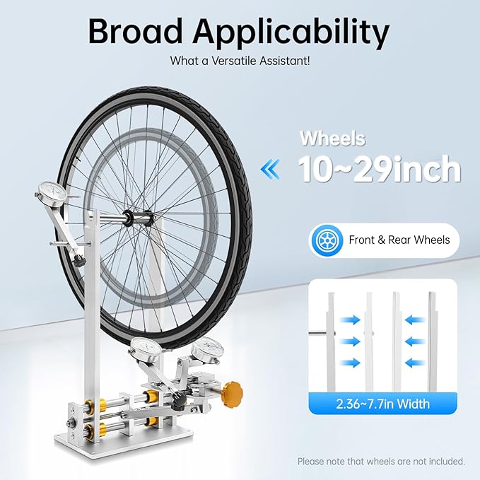 Bicycle Wheel Truing Stand, Professional Bike Repair Truing Bearing Stand with 3 Gauges Removable Bicycle Wheel Maintenance Tool Kit for 10" - 29" Wheels Rim Truing MTB Road