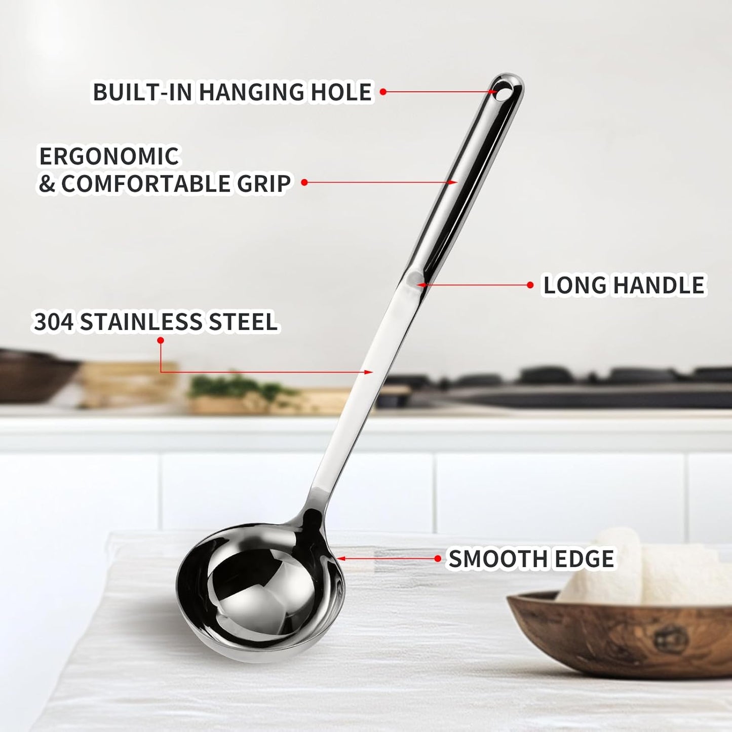 304 Stainless Steel Cooking Utensils Set, 8PCS Kitchen Utensils Set, Include Skimmer, Soup Ladle, Spaghetti Server, Wok Spatula, Slotted Spoon, Solid Spoon, Slotted Spatula Turner & Meat Fork