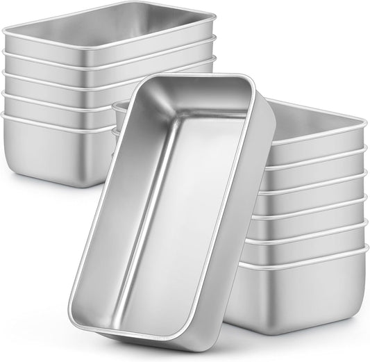 LIANYU Bread Loaf Pans Set of 12, 9x5 Inch Stainless Steel Bread Baking Pans for Homemade Sourdough, Sandwich, Meatloaf, Easy Release & Dishwasher Safe