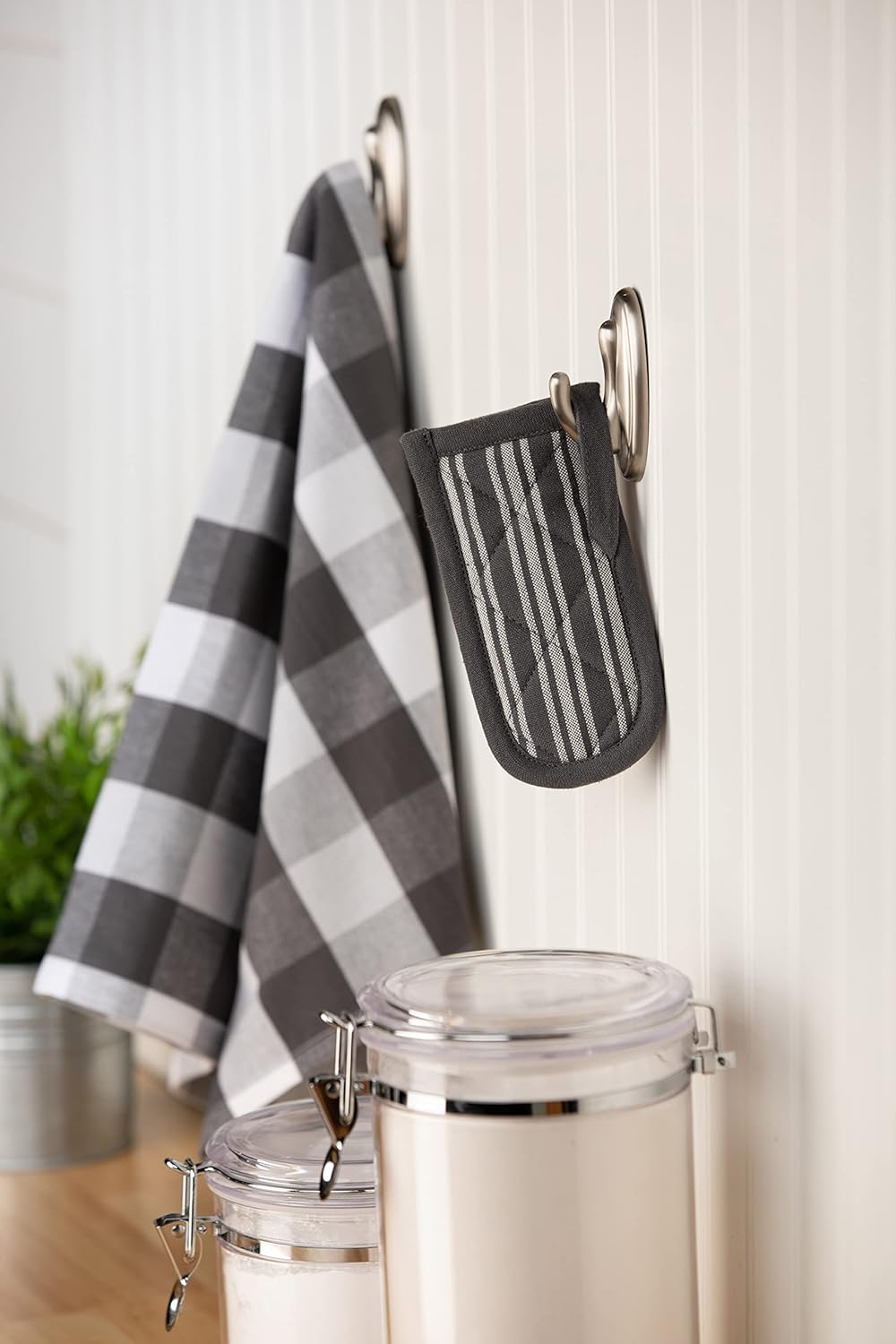 Sticky Toffee Pan Handle Covers for Cast Iron Skillet, Set of 2, Gray Heat Resistant Sleeves, 3 x 6 in, Oeko-Tex Cotton Hot Pot Holders