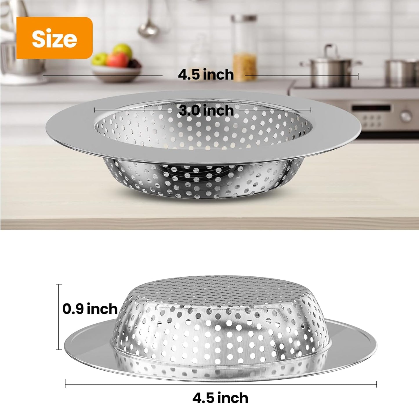 2PCS Kitchen Sink Stopper and Kitchen Sink Drain Strainer, Drain Catcher and Drain Cover for Kitchen Sink, Drainer for Standard 3-1/2 Inch Garbage Disposal Sink Drain