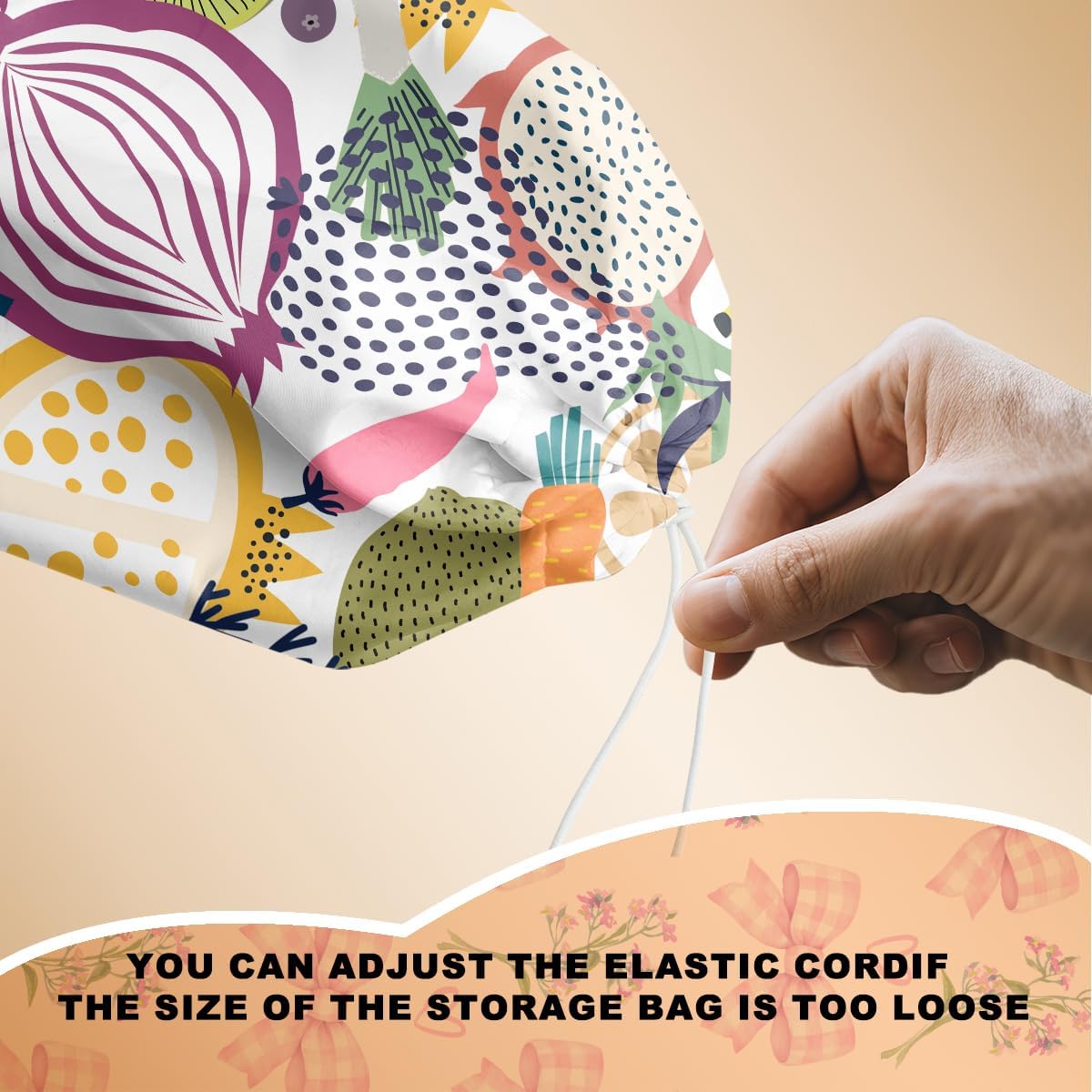 2Pcs Abstract Summer Fruits Plastic Bag Holder for Kitchen Essentials, Grocery Bag Holder for Plastic Bags, Dragon Fruit Orange Peach Reusable Grocery Bags Storage Dispenser for Home Kitchen Farmhouse