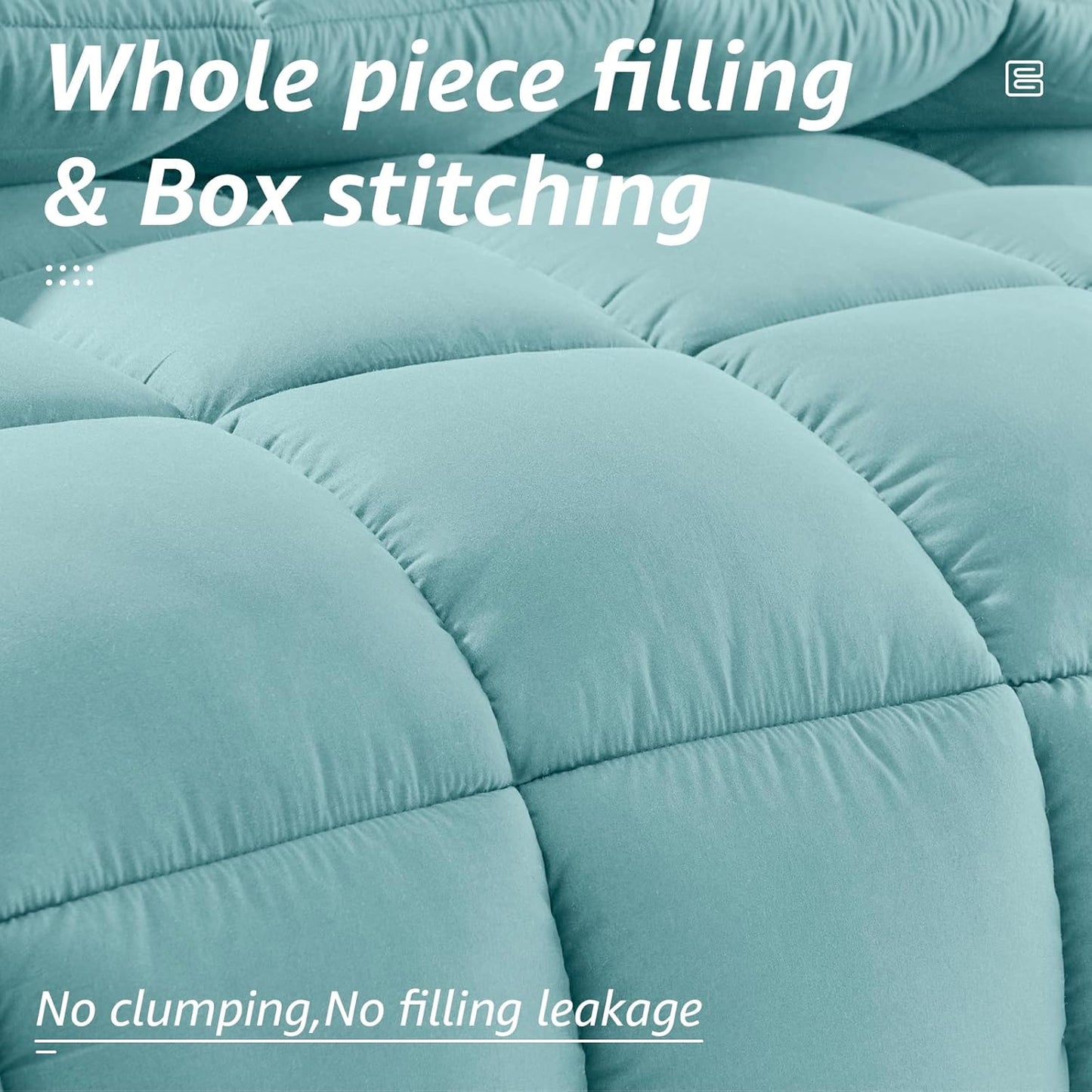 HYLEORY All Season Queen Size Bed Comforter - Cooling Down Alternative Quilted Duvet Insert with Corner Tabs - Winter Warm - Machine Washable - Turquoise