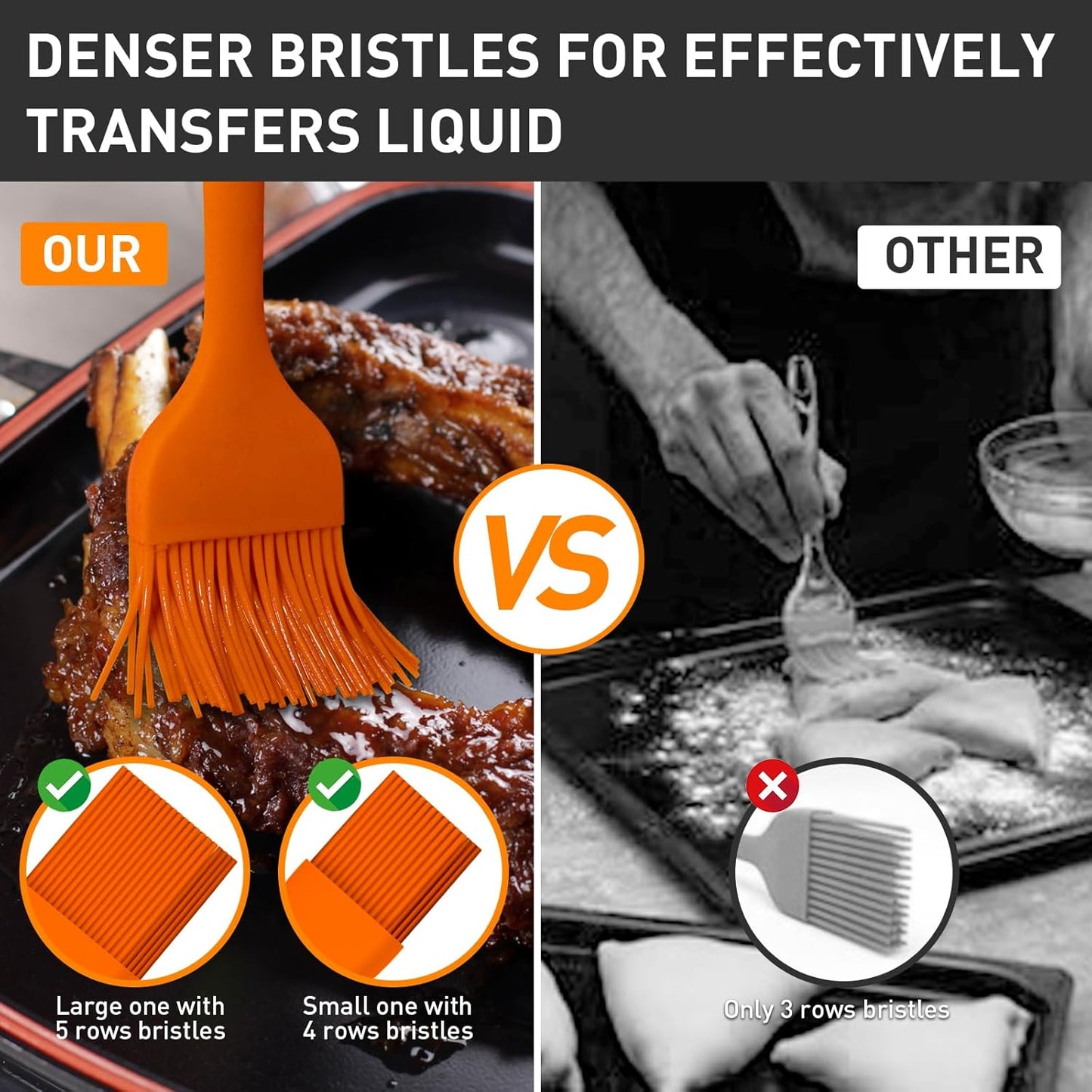 Pastry Brush-Begonia Silicone Basting Brush for Cooking,2pcs 10+8 in Heat Resistant Food Brushes for Baking, Grilling, Cooking and Spreading Oil (Orange)