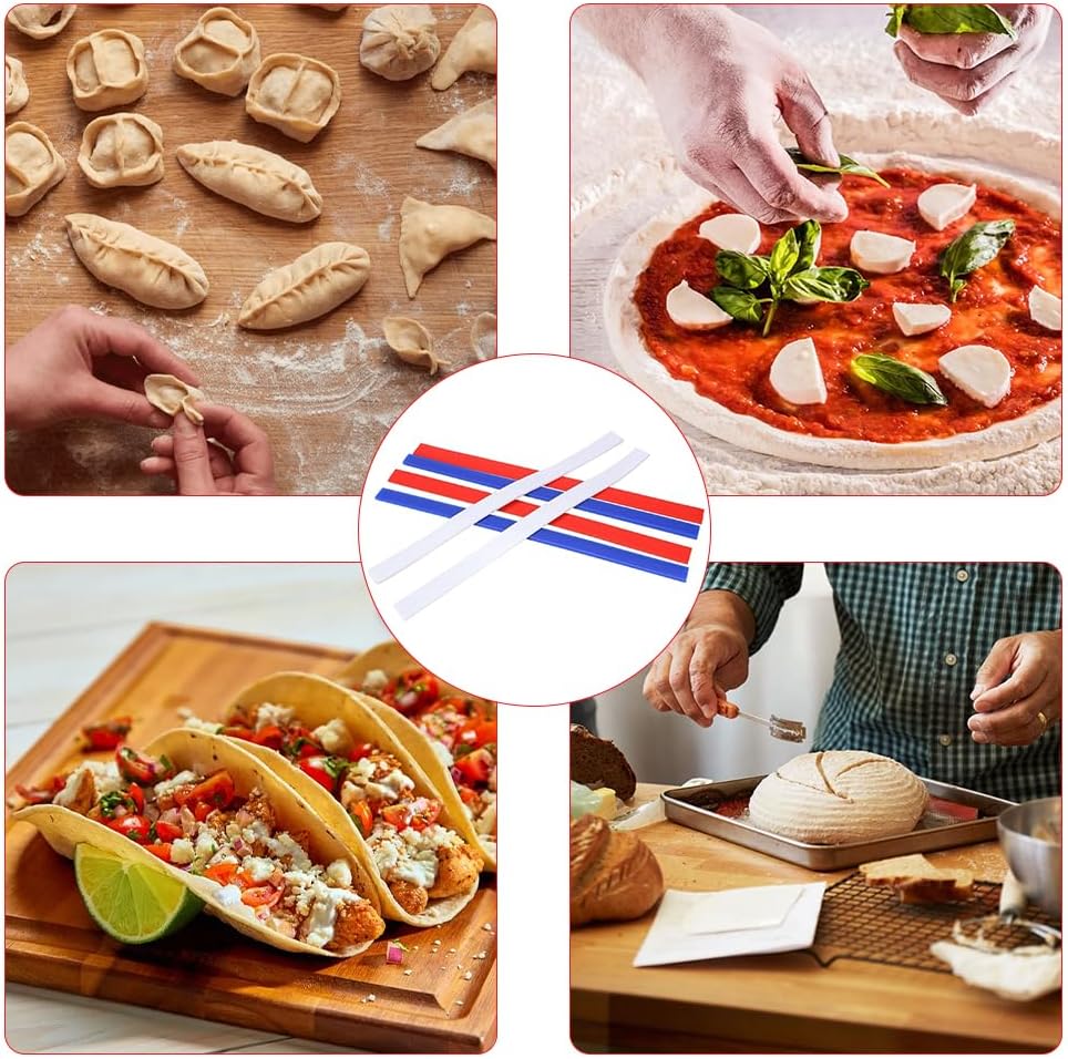 Silicone Measuring Dough Strips - 6PCS Non-Stick Baking Thickness Guides for Even Pastry/Cookie/Fondant, Professional Measuring Rulers with Rolling Pin Guide, Kitchen Baking Tools