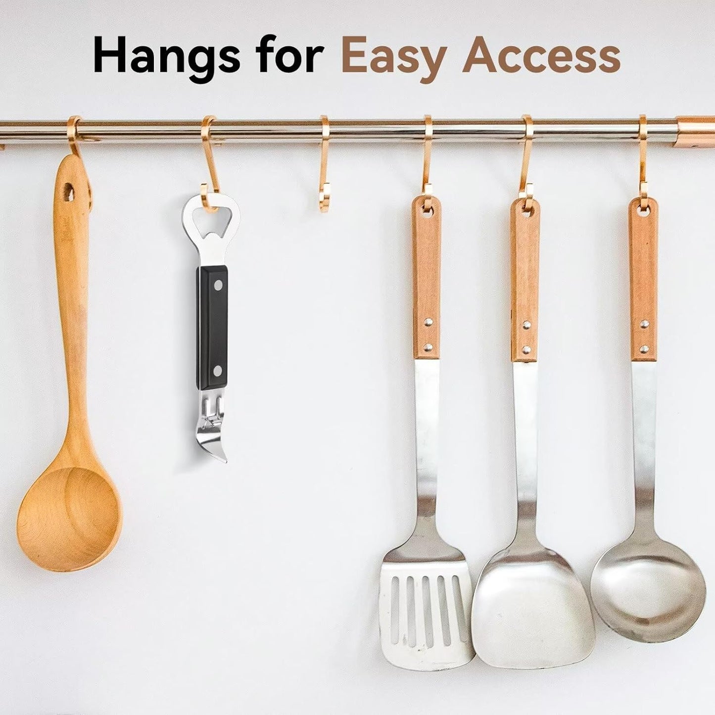 Can Punch Opener with Non-Slip Handle, 2-in-1 Stainless Steel Beer Bottle and Can Opener, Rust-Resistant and Compact, for Kitchen, Bar, Camping