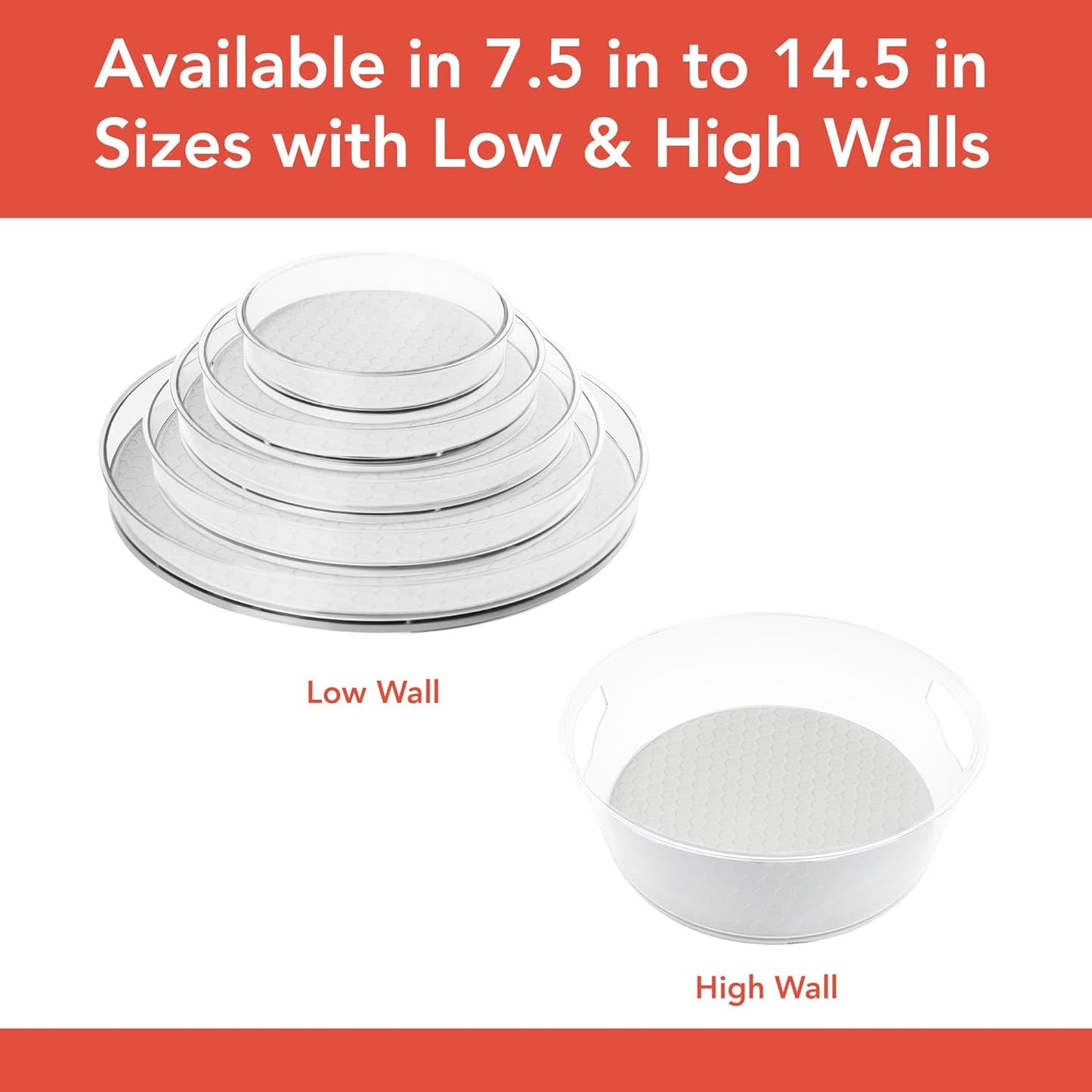 Spectrum Small Lazy Susan Organizer 7.5 in for Cabinets Refrigerator Pantry Table, Oyster Gray Rotating Storage Spice Rack Turntable for Sauces Jams or Tiny Jars, Spinning Fridge Organizer