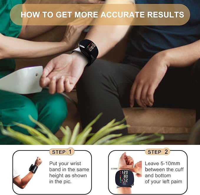 Rechargeable Wrist Blood Pressure Monitor with Voice Broadcast, Dual User Blood Pressure Cuff Wrist with USB-C Charging Cable, 2X 99 Memories & Carry Case