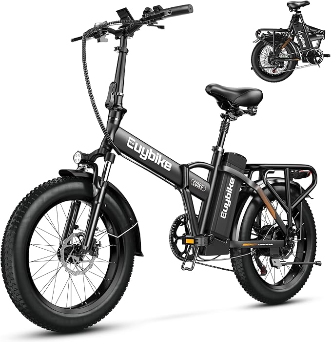 1000W Folding Electric Bike, 48V 20AH Large Removable Battery E Bike, 30+MPH, 80 Miles Max Range, 20" Fat Tire Electric Bike for Adults, Adult Electric Bicycles for Commute Beach Snow