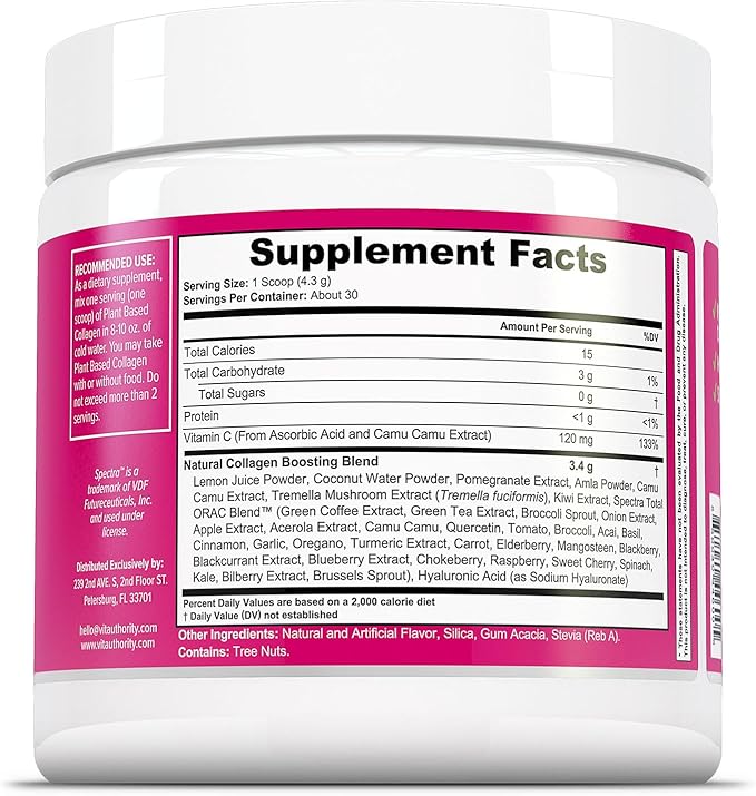 Vitauthority Vegan Collagen Powder for Women - Plant Based Collagen Supplement for Women with Proprietary Vegan Hair Skin and Nails Vitamins - Vegetarian Collagen Powder with Hyaluronic Acid