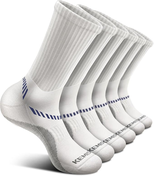 BULLIANT Compression Socks for Men 6Pairs, Athletic Crew Socks Cushioned For Men Sports Running-Arch Support