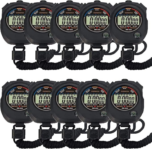 Multi-Function Electronic Digital Sport Stopwatch Timer, Large Display with Date Time and Alarm Function,Suitable for Sports Coaches Fitness Coaches and Referees (10pack)