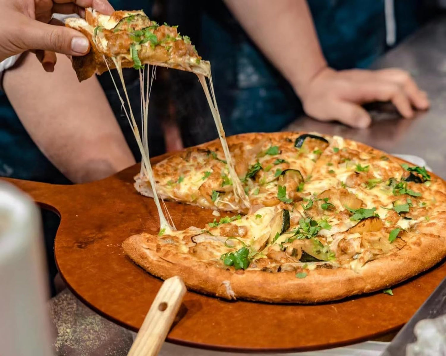 SWEIBIAI Small 13” Round Pizza Cutting Board Pizza Serving Board For Kitchen Charcuterie Board Wood Fiber