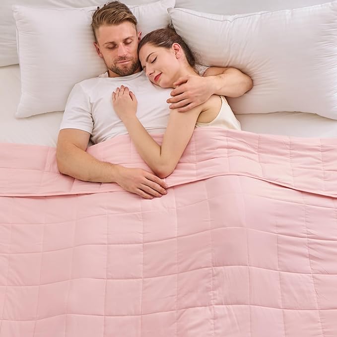 yescool King Size Weighted Blanket for Adults (20 lbs, 80” x 87”, Pink) Cooling Heavy Blanket for Sleeping Perfect for 190-210 lbs, Breathable Blanket for Adults & Couple All Season, Machine Washable