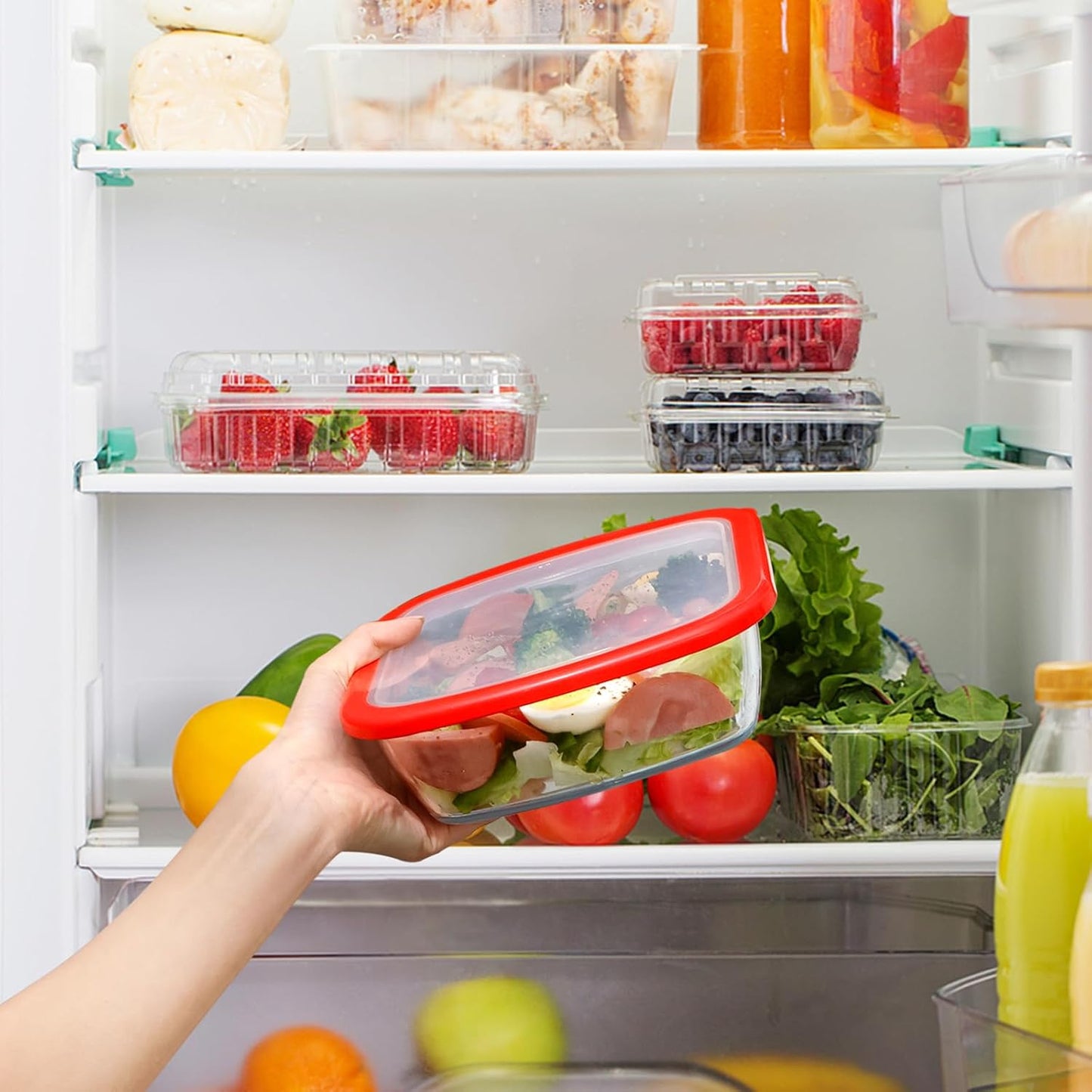 NUTRIUPS 7 x 7 Square Glass Baking Dish with Lid, Small Tempered Glass Pan for One Serving, Food Bakeware for Oven (Clear, 1.0L)