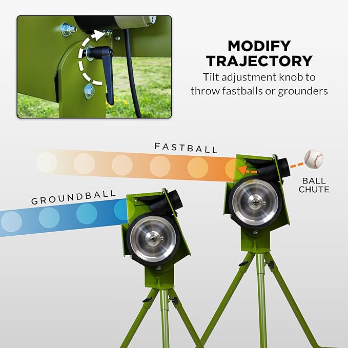 Mound Yeti Baseball Softball Pitching Machine, Youth and Adult Single Wheel Pitching Machine for Baseball and Softball, Training Equipment