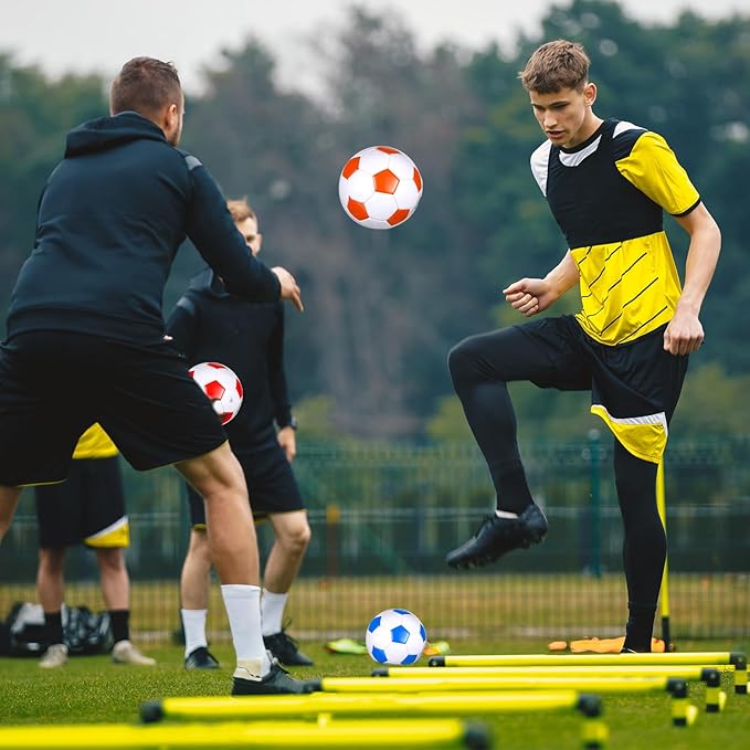 12 Pcs Soccer Balls Bulk Size 4 Soccer Balls with Pump Soft Football Outdoor Indoor for Sport Training Practice Game Gift for Youth Teen Adult