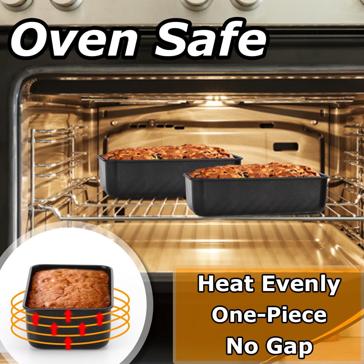 LIANYU 6 Pack Nonstick Loaf Bread Pan for Baking, 9x5In Bread Loaf Baking Pan, Stainless Steel Meatloaf Pan Tin for Homemade, Dishwasher Safe