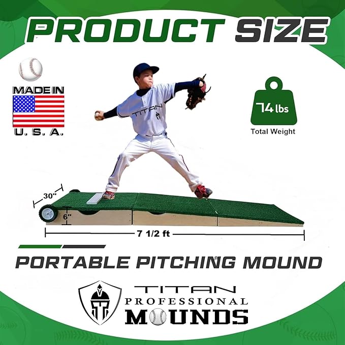 Titan Professional Mounds 6 Inch Ultra Portable Youth Baseball Pitching Mound with Wheels Ages 12 & Under