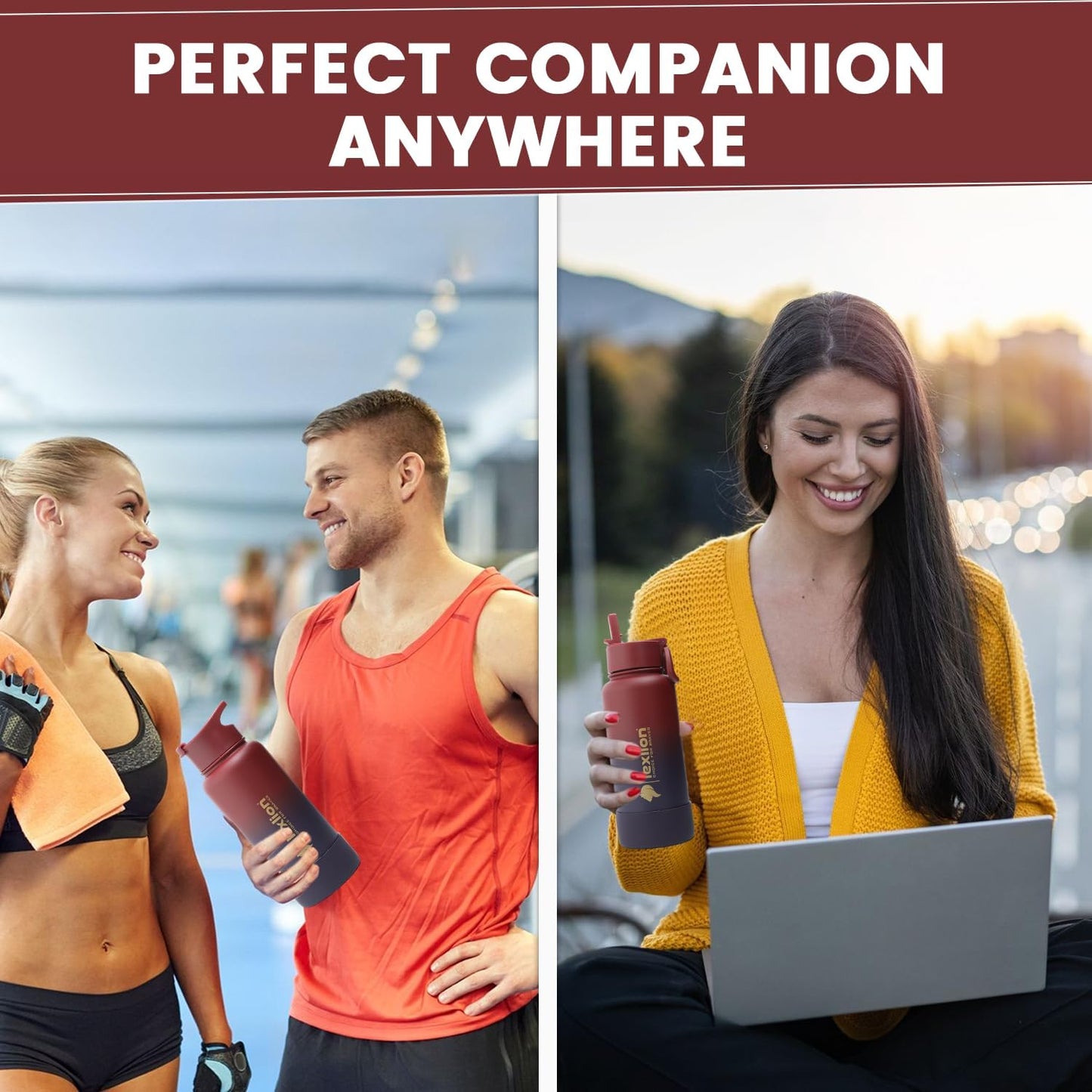 Lexlion 32 Oz Triple Walled Insulated Stainless Steel Fruit Infuser Water Bottle, 100% Leakproof, 3 Lids, Infuser, Silicone Sleeve, Metal Mug Gallon