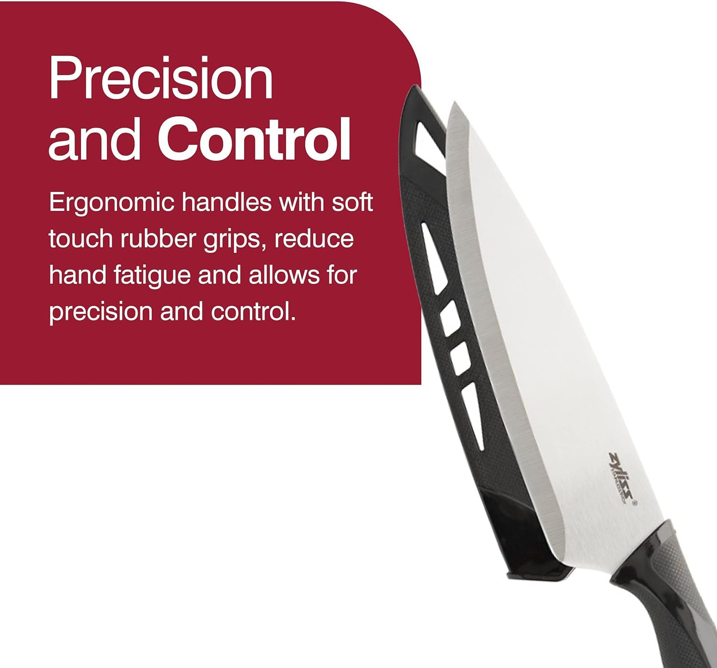 Zyliss 6 Piece Knife Value Set - Kitchen Knife Set with Sheath Covers - Chef's, Santoku, Utility, Serrated Paring, Paring & Peeling Knives - Stainless Steel