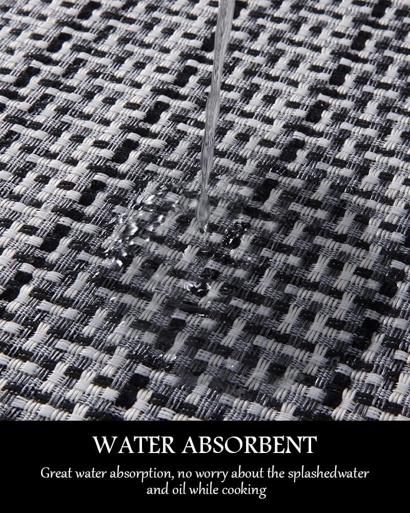 PADOOR Kitchen Mats for Floor, Kitchen Rugs Non Slip Washable, Rubber Backed Kitchen Runner Super Absorbent Kitchen Floor Mat Sink Rug, 20”x32” Black