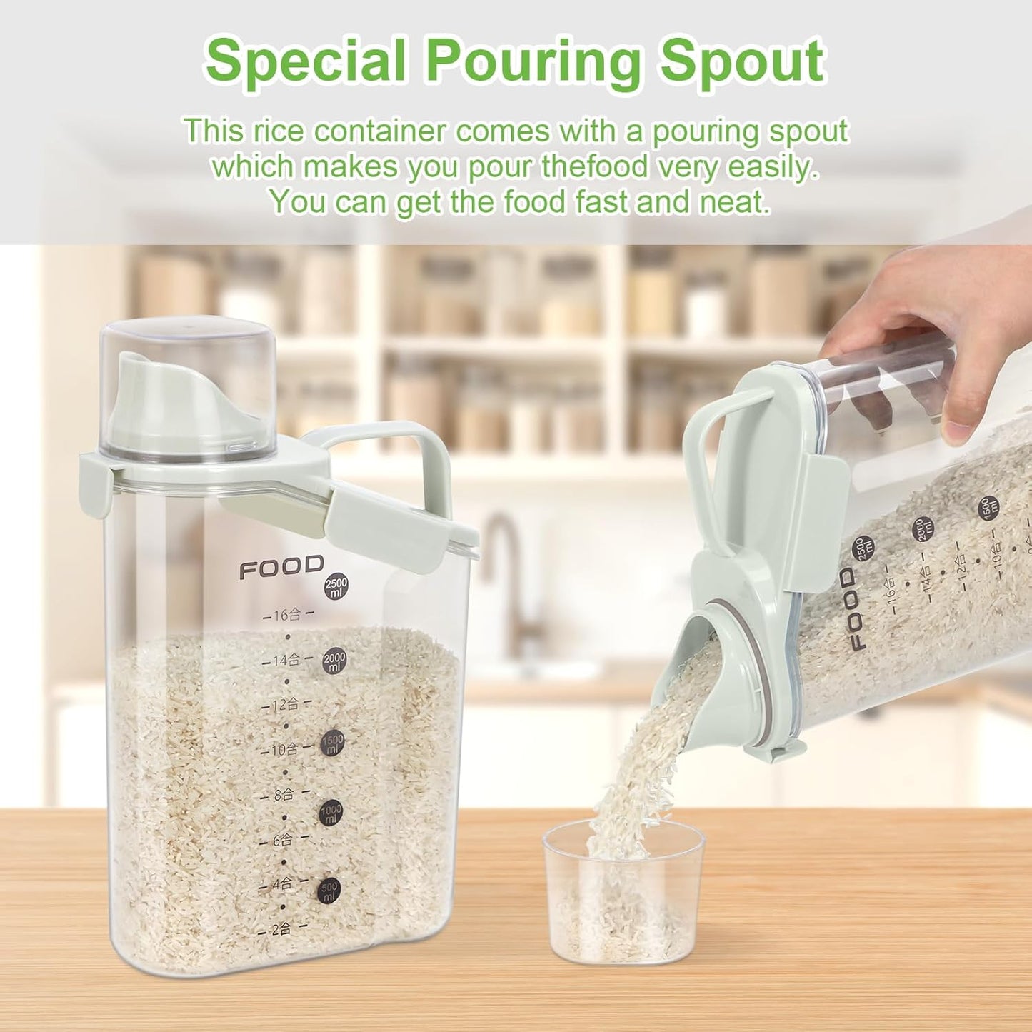 Rice Storage Container, Cereal Containers Storage, Dry Food Airtight Dispenser BPA Free, Clear Plastic Kitchen and Pantry Organization Bin (2, Sunshine Beige, 3Qt)