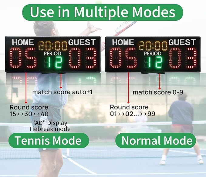 YZ LED Super Bright Electronic Scoreboard, Battery Powered Digital Scoreboard with Remote, Tennis Score Keeper for Net,Basketball/Volleyball/Baseball/Cornhole Indoor Outdoor Buzzer