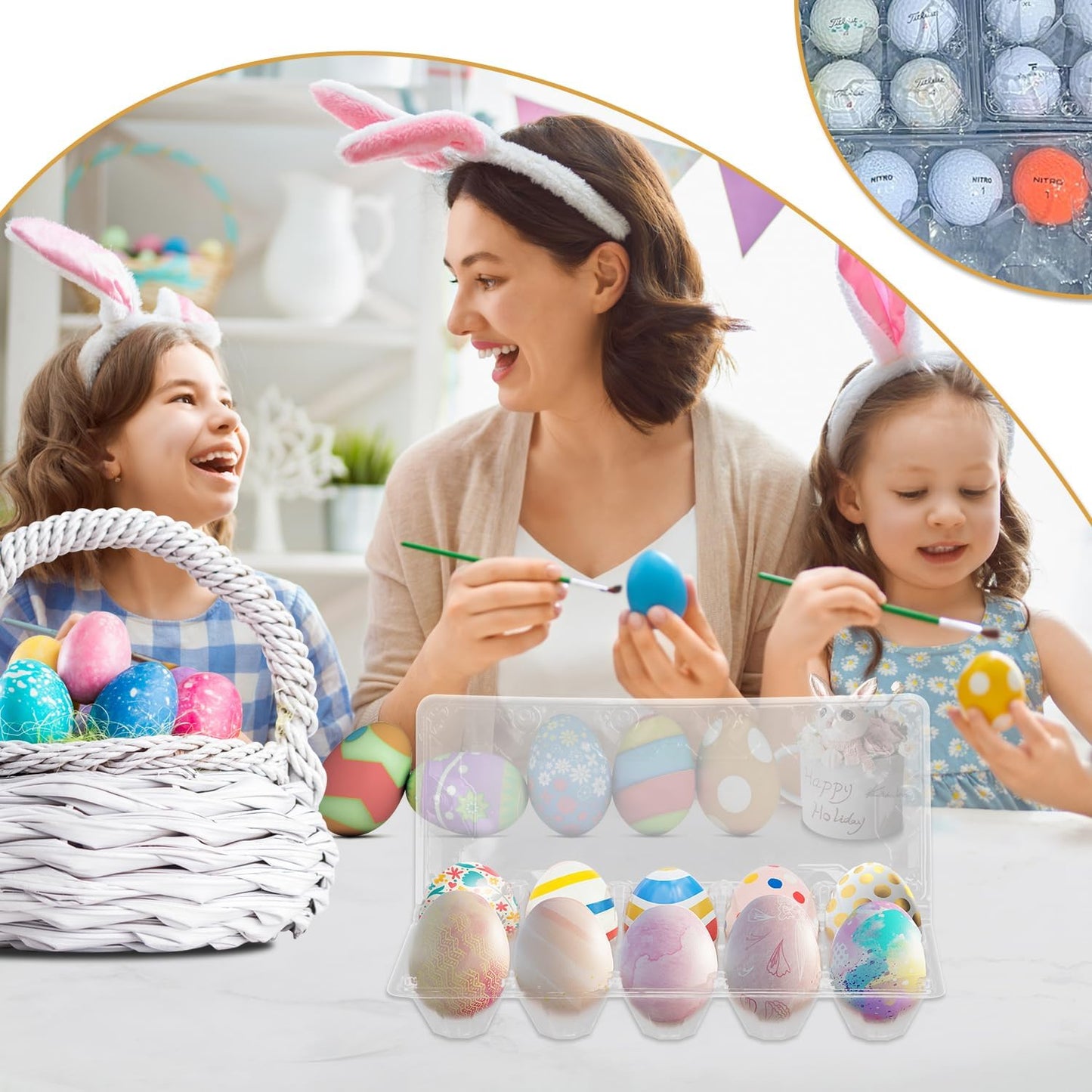 98 Pack Bulk Egg Cartons, Clear Plastic Chicken Egg Holders, Egg Tray Carton Holder for Home & Kitchen, Farm & Market Use, An Eco-Friendly Egg Storage Solution, 10 Grids(Medium Size)