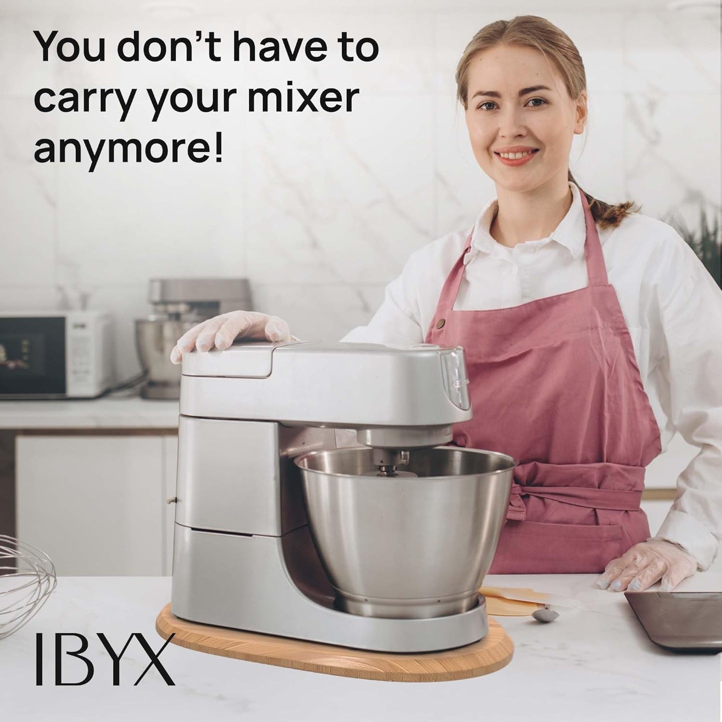 Ibyx Elegant Sliding Tray - Compatible with 5.5 Qt KitchenAid Stand Mixers and Other Heavy Appliances (Natural)