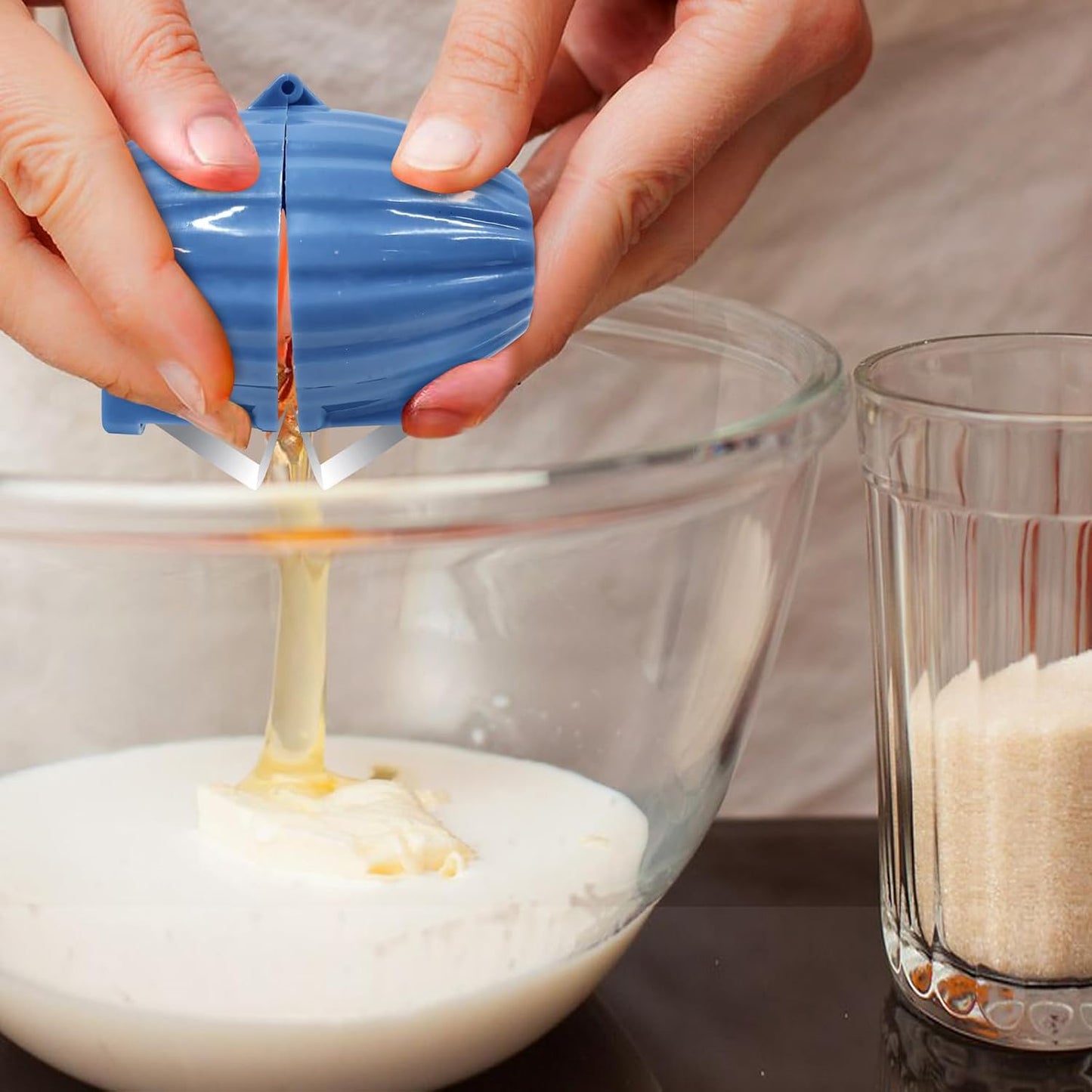 2pcs Egg Shell Opener for Hard Boiled Eggs Stainless Steel Egg Peeler Tool Easy Egg Cracker Tool for Raw Eggs, Egg Slicer for Raw Eggs Kitchen Gadgets for Baking（Blue）