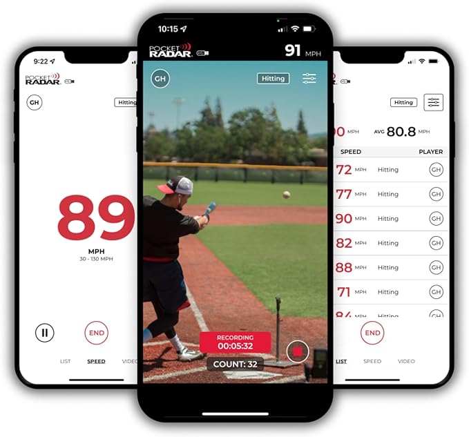 Pocket Radar Smart Coach Speed Gun for Baseball, Softball, Cricket - Accurate Pitching & Sports Speed Measurement, Portable Baseball Radar Gun Compatible with Pocket Radar App (iOS/Android)