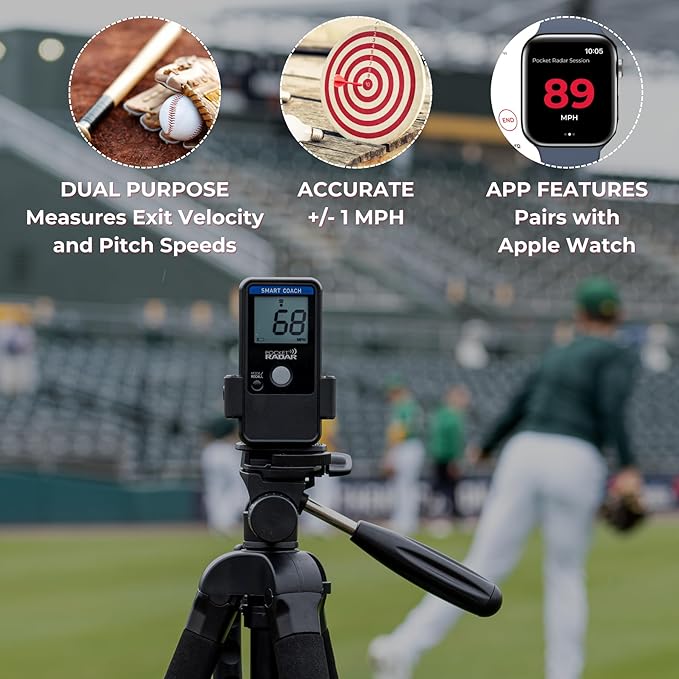 Pocket Radar Smart Coach Speed Gun for Baseball, Softball, Cricket - Accurate Pitching & Sports Speed Measurement, Portable Baseball Radar Gun Compatible with Pocket Radar App (iOS/Android)