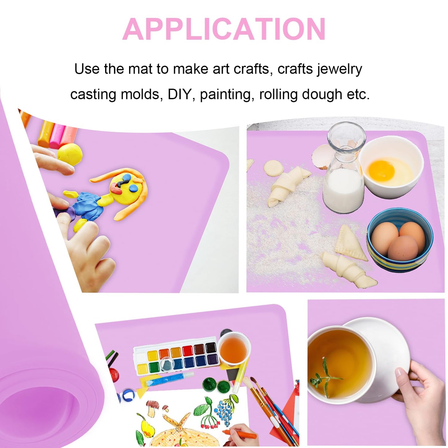 Silicone Placemat for Toddles Kids Non-Slip Reusable Portable Baby Placemats for Restaurant Stain-Proof Children Food Mats Eating Table Mat 2 Pack (Mauve&Peach)