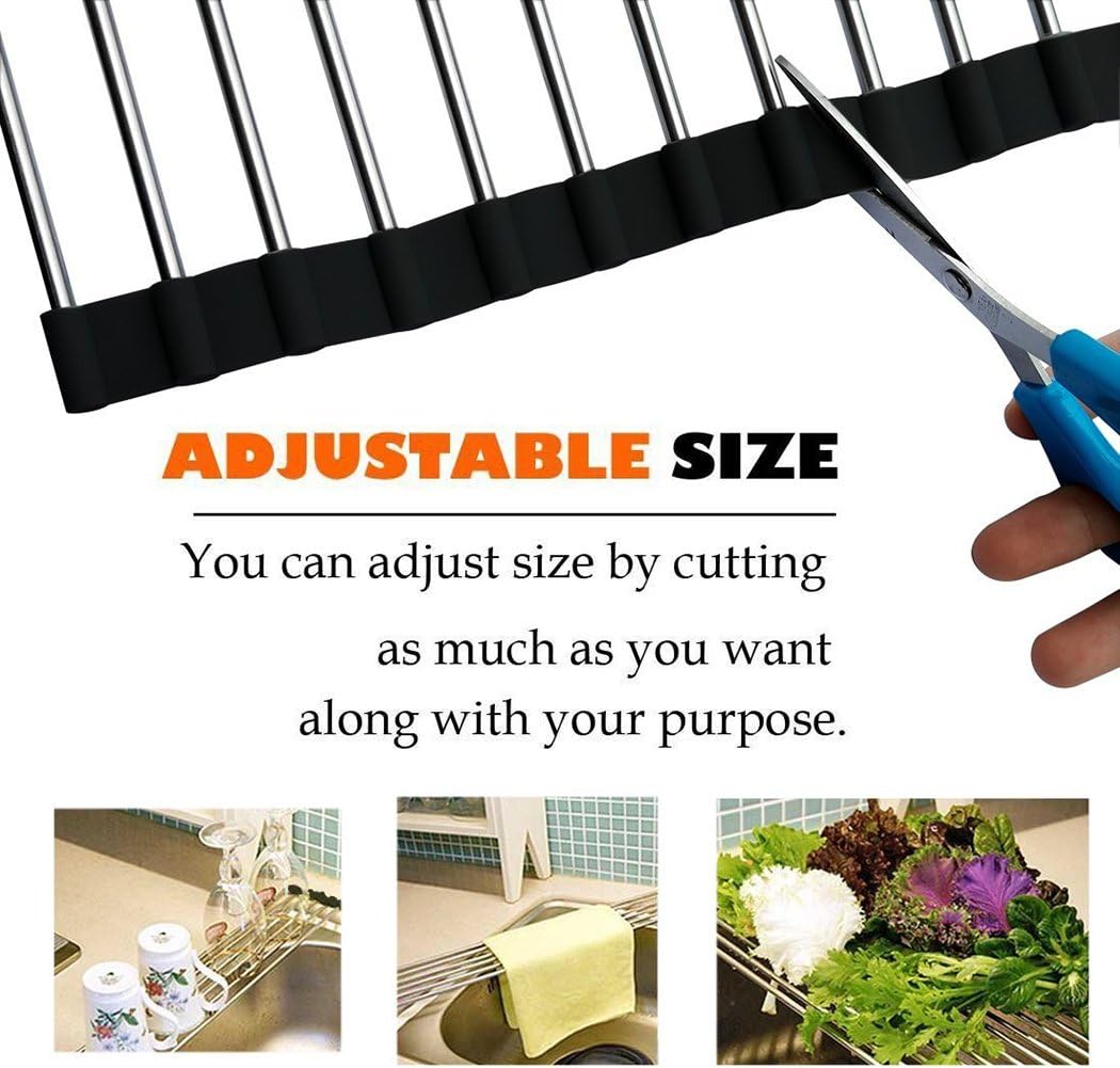 Ahyuan Roll up Dish Drying Rack Over The Sink Kitchen Roll up Sink Drying Rack Portable Dish Drainer Foldable Dish Drying Rack (Black, 20.5''X16.9'')