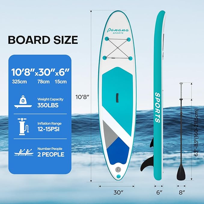 Panana Inflatable Stand Up Paddle Board, 10'x31 x6 SUP with Premium Paddle Board Accessories Kit, Anti-Slip EVA Deck for Adults Youth of All Skill Levels