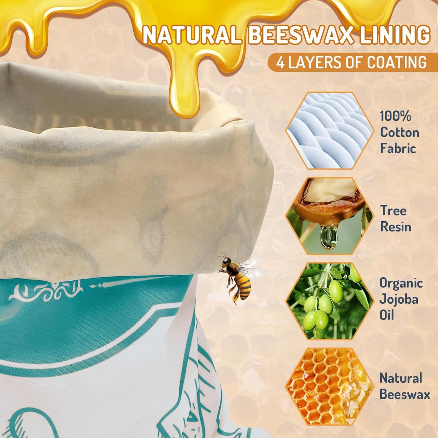 2-Pack Beeswax Bread Bags for Homemade Bread, Green Reusable Sourdough Storage Bags with Premium Beeswax Coating for Loafs Baguette Fresh Keeping,Great Homesteading Essentials and Baking Gifts.